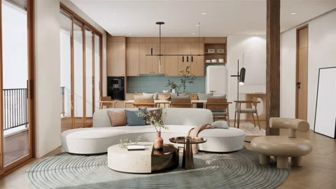 4K time lapse video Modern style living room interior design. Stock Footage 241290192