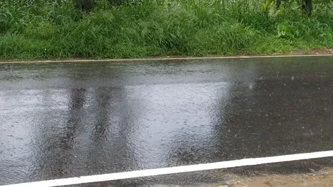 4K time lapse video of rain water on the metalled road. Video stock 138317070