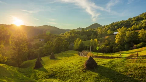 4k time lapse video of rural landscape in sunset light. Stock Footage 160614200