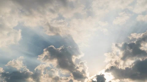 4K Time lapse video Scene of Ray light on sun beam with Moving clouds backgro Stock Footage 127734132