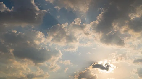 4K Time lapse video Scene of Ray light on sun beam with Moving clouds backgro Stock Footage 127734172