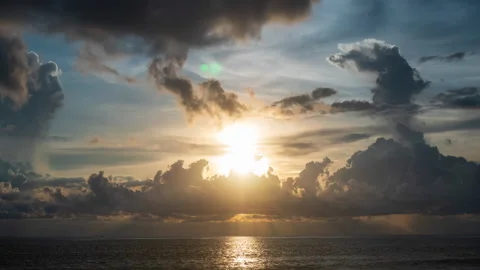 4K Time lapse video Scene of Ray light on sun beam with Moving clouds backgro Stock Footage 132022634