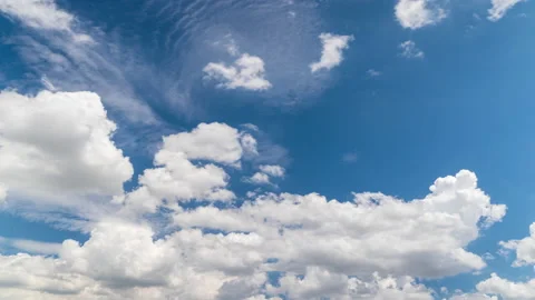 4K Time lapse video Scene of A group of fluffy white clouds movement whit blu Stock Footage 154525077
