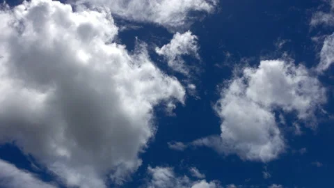 4K Time Lapse Video Scene Of Fluffy White Clouds Movement Against Blue Sky Stock Footage 158553714