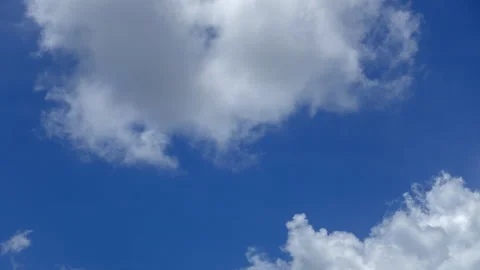 4K Time Lapse Video Scene Of Fluffy White Clouds Movement Against Blue Sky Stock Footage 158555975