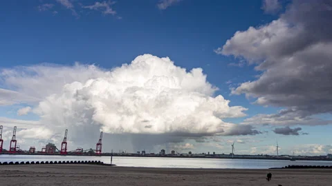 4K time lapse video of storm cloud over Liverpool, England Stock Footage 236228790
