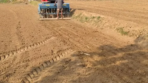4K Time lapse Video of tractor ploughing the field. Stock Footage 142950539