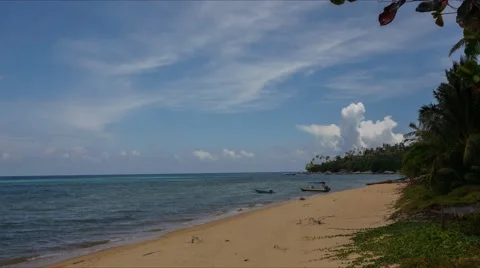 4K time lapse video of tropical beach with blue sky Stock Footage 49097346