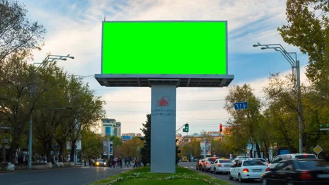 4K TIME LAPSE video.Advertising billboard with green screen Vidéo 109287421