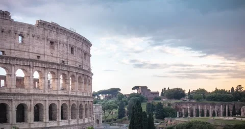 4k time-lapse view of the Colosseum at the evening Stock Footage 242486607