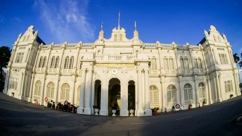 4K Time lapse view of George Town, townhall view during sunrise, Penang Stock Footage 103986642