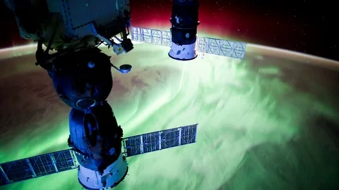 4K time lapse view from Space passing over Aurora Australis. Stock Footage 107451018