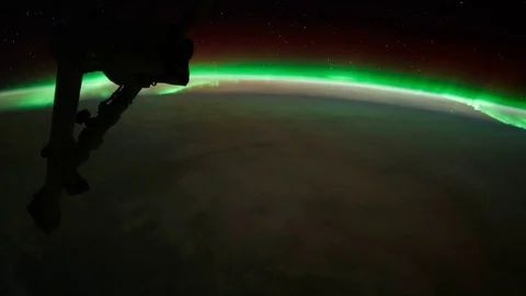 4K time lapse view from Space passing over Aurora Australis. Stock Footage 107451046