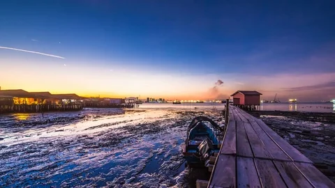 4K time lapse view of Tan Jetty, George Town, Penang Stock Footage 107403519
