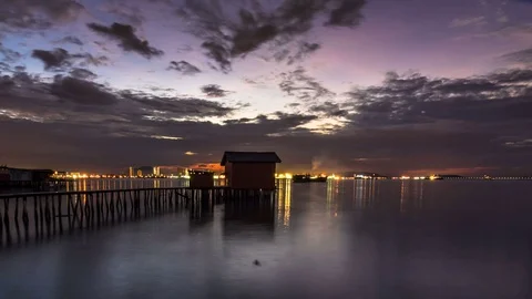 4K time lapse view of Tan Jetty, George Town, Penang Stock Footage 119911744