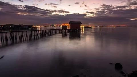 4K time lapse view of Tan Jetty, George Town, Penang Stock Footage 119911819
