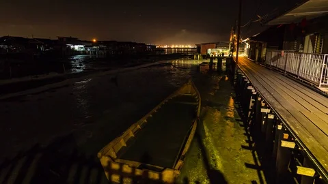 4K time lapse view of Tan Jetty, George Town, Penang Stock Footage 124398391