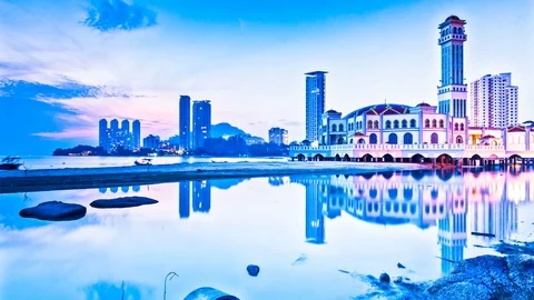 4K Time Lapse view in Tanjung Bungah floating mosque Video stock 107724903