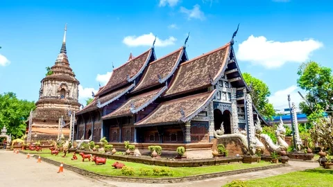 4K: Time lapse, Wat Lokmolee temple, Chiang Mai, Thailand Stock Footage 69923704