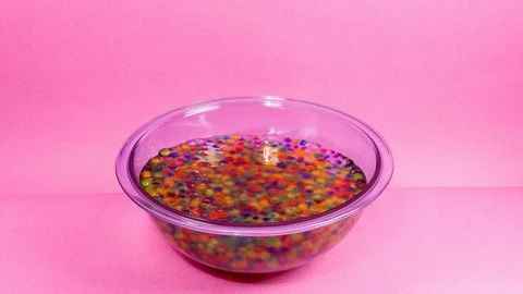 4k Time Lapse of Water Beads Immersed in the water in the bowl for sensory play 스톡 동영상 103290024