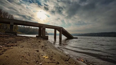 4K Time lapse  waterfront with bridge Stock Footage 72730125
