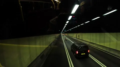 4k time lapse of western harbor tunnel Hong Kong Stock Footage 235985391
