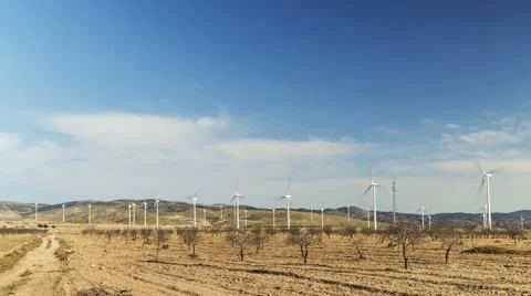 4k Time lapse of wind energy, renewable electric energy source. Stock Footage 46842297