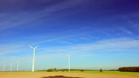 4k time lapse with windmills on fields in Poland. Time lapse landscape Stock Footage 155592360