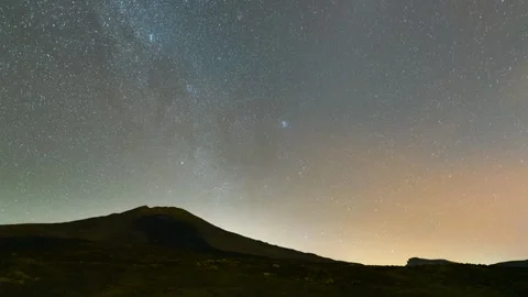 4K Time Lapse of the Winter Milky Way Rising over Volcano, Teide National Park Stock Footage 319959328