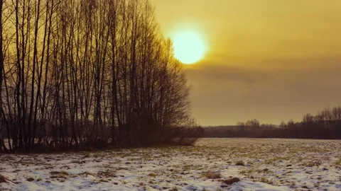 4k time lapse with winter scenery on meadows. Stock Footage 155754410
