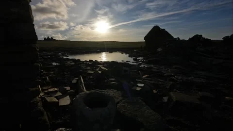4k time lapse of a Winter sunset on Swona in Orkney Stock Footage 297772055