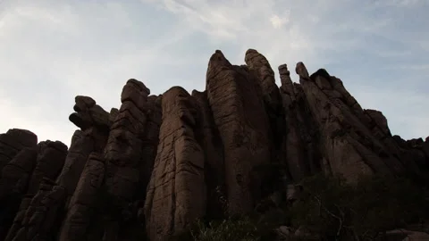 4K Time lapse of wispy clouds above Chiricahua national monument pinnacles Stock Footage 228985016
