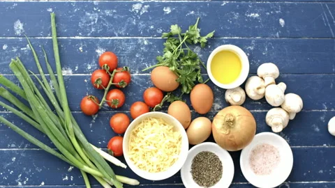 4k Time lapse of woman's hands preparing breakfast omelette recipe with healthy Stock Footage 199616489