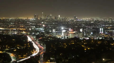 4K Time lapse zoom out Los Angeles view Stock Footage