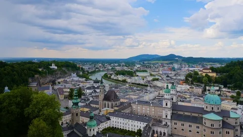 4K time lapse:During the spring, the weather is quite cold.Salzburg Cityscape Stock Footage 91467882