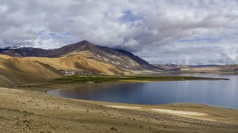4K Time laspe of Tso moriri, Karzok village in Ladakh region, India Stock Footage 123301406