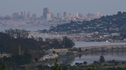 4K TIMELAPSE ACROSS SAUSALITO TO SAN FRANCISCO AT NIGHT Stock Footage