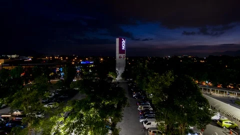 4k timelapse of Aerial Aeon Tower at night. Stock Footage 98008151