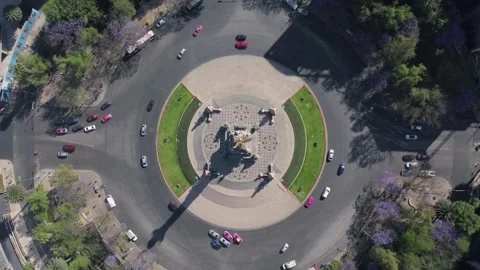 4K Timelapse Aerial Drone View of Monument Roundabout Traffic Stock Footage 306090338