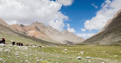 4k timelapse of amazing views during the way to ritual kora around Mount Kailas Stock Footage 118291176