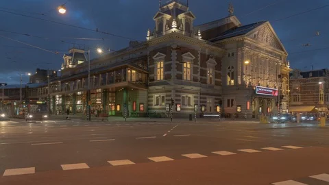 4K Timelapse Amsterdam Traffic In Front Of Concert Hall Gebouw Stock Footage 111875979
