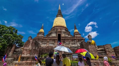 4K timelapse of Asian religious architecture. Wat Yai Chaimongkol Stock Footage 40091099