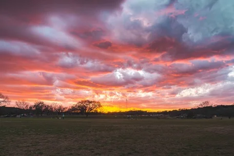 4K Timelapse Austin Texas Sunset Public City Park with People and Dogs Video stock 102057835