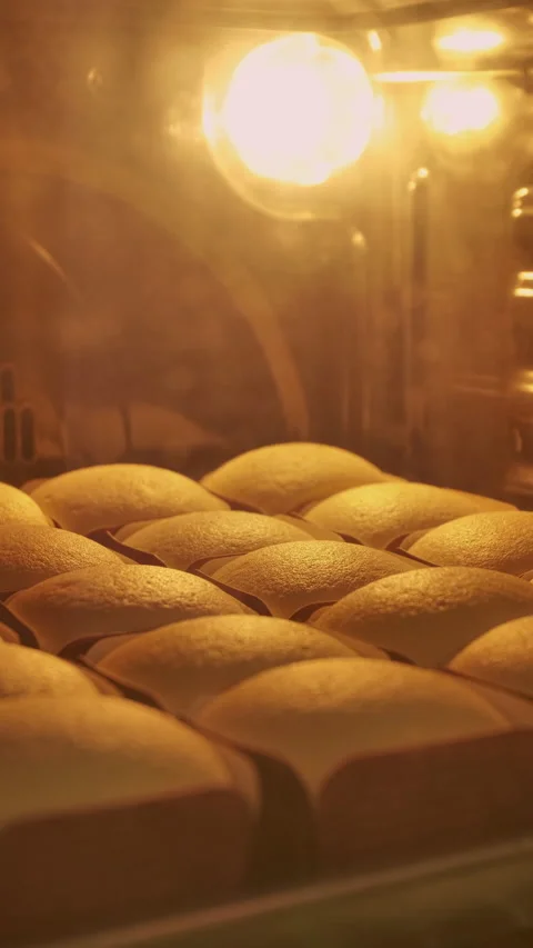 4K Timelapse of baking cupcape in bakery oven with high temperature at the ki Stock Footage 158556631