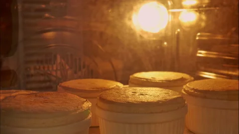 4K Timelapse of baking pastries in bakery oven with high temperature at the k Stock Footage 158556518