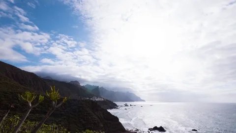4K Timelapse. Beautiful accelerated image of a cliff on the island of Tenerife Stock Footage