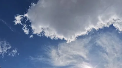 4K Timelapse of Beautiful Clouds Rolling Across the Sky with Subtle Sun Rays Stock Footage 335921171