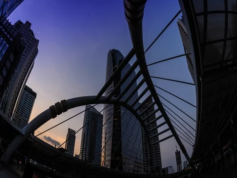 4K Timelapse, Beautiful modern struction in bangkok at twilight. Stock Footage 72542806