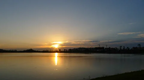 4k timelapse of beautiful sunset over a lake Stock Footage 40320844