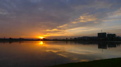 4k timelapse of beautiful sunset over a lake Stock Footage 41632068